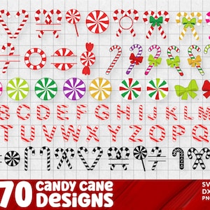 Candy Cane SVG, Candy Canes Clipart, Candy Cane mit Schleife, Christmas Sweets Svg, Holiday Peppermint PNG, Mints, Holiday Candy Stick Svg.