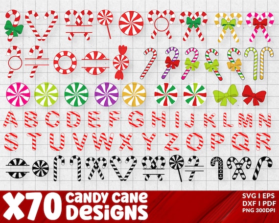 Candy Cane SVG, Candy Canes Clipart, Candy Cane with Bow, Christmas Sweets Svg, Holiday Peppermint PNG, Mints, Holiday Candy Stick Svg.