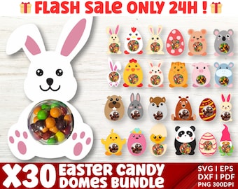 Easter Candy Dome SVG-bundel, Pasen-snoephouder SVG, Bunny Candy-houder Svg, chocoladehouder svg, partijgunst, Easter Basket cadeau. Cricut