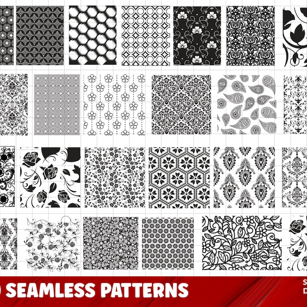 30 Tooled Leather Seamless Pattern Floral Svg Bundle,  Flower pattern for cardmaking, Western pattern silhouette ,digital pattern background