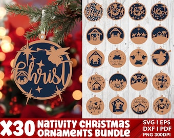 Nativity Ornament svg bundle, Christmas ornament svg, Nativity scene, Wood Ornament Svg, Cicrut file, Glowforge svg files, Instant Download.