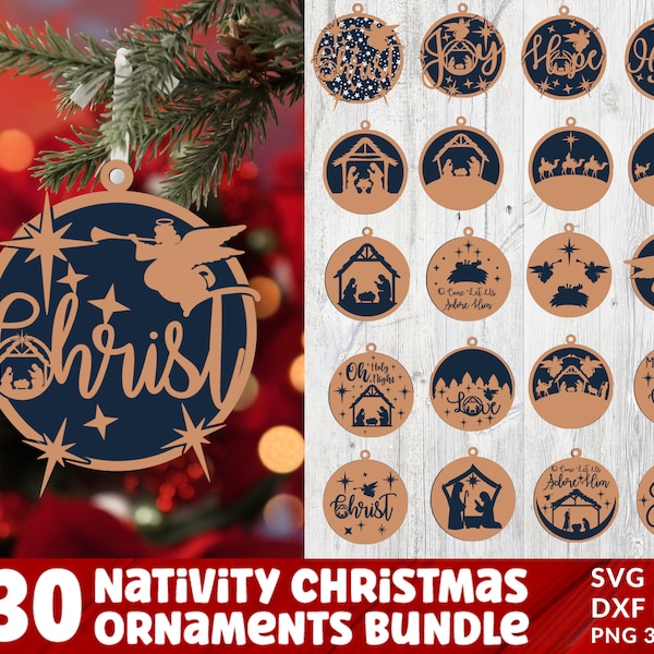 Nativity Ornament svg bundle, Christmas ornament svg, Nativity scene, Wood Ornament Svg, Cicrut file, Glowforge svg files, Instant Download.