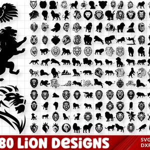 ライオン SVG バンドル、ライオン SVG、ライオン ヘッド SVG、ライオン シルエット、ライオン png、ライオン ベクター、ライオン クリップアート、ライオン カット ファイル、ライオン キング SVG、マスコット シャツ。