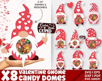 VALENTINE'S day candy holder, ornament gift SVG, Gnome candy dome Svg, Candy dome svg, Party Favor, Stocking Stuffer, Paper Ornament.