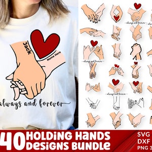 Holding Hands SVG, Pinky Hold, Love, SVG Cut File, Customize With Your Own Text, Add Names & Dates, Instant Download, Love Hands Design