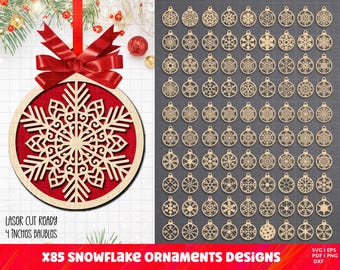 Christmas Balls svg, 80 Snowflakes Ornaments svg, Christmas Ornaments Svg, Christmas Bauble SVG, Christmas Tree Ornaments, Glowforge Files