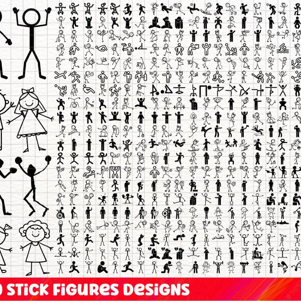 Stick figures SVG Bundle, Stick figures PNG Bundle, Stick figures Clipart, Stick figures Cut Files for Cricut, Stick Family Svg, Stick Girl