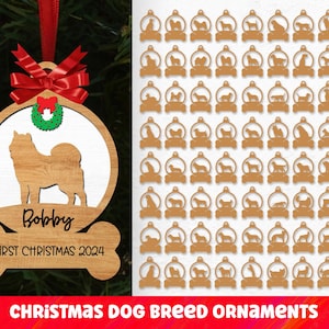 Dog Christmas Ornament SVG, Dog Breed Ornaments Bundle Svg, Christmas Decor Svg, Laser Cut File, Pet Portrait SVG, Glowforge Christmas files