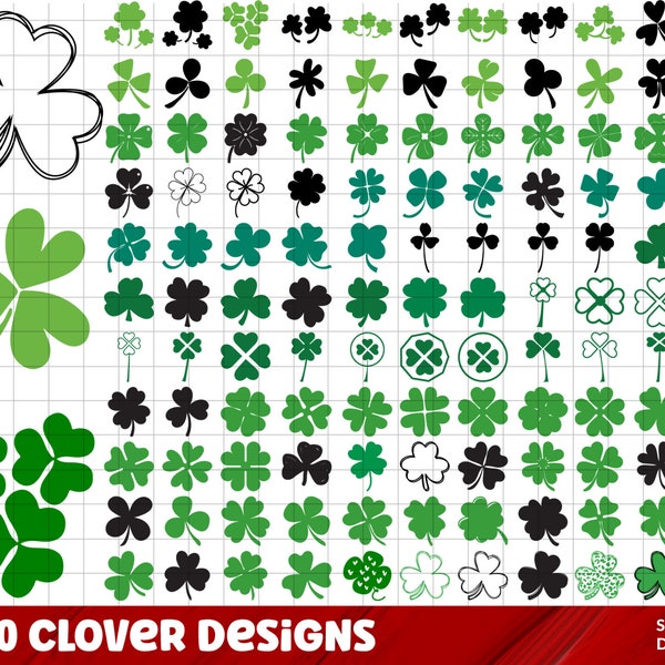 Clover Svg Bundle, Clover PNG Bundle, Shamrock Cricut Design, Clover Leaf Saint Patricks Day Clipart, Lucky clover svg, St patricks day svg