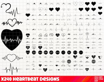 Heartbeat SVG Bundle, Heartbeat PNG Bundle, Heartbeat Clipart, Heartbeat Cut Files for Cricut, Cardiogram svg, Heartbeat pulse svg, ekg svg