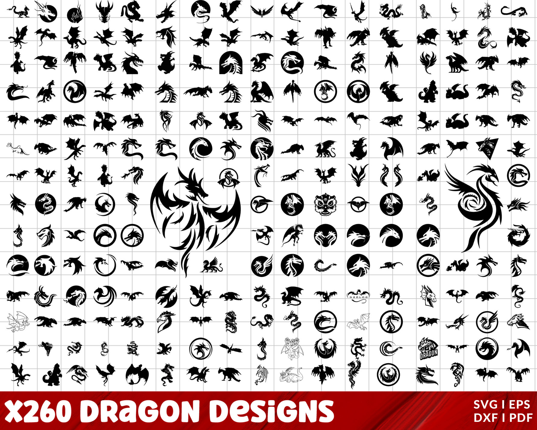 Dragon SVG Bundle, Dragon PNG Bundle, Dragon Clipart, Dragon SVG coupe fichiers pour Cricut, Dragon Silhouette, Dragons Svg coupe fichiers, Dragon Logo