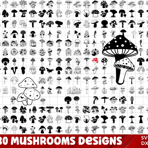 Mushroom Svg Bundle, Hand Drawn Moon Phases, Magic mushroom svg, Mystic Celestial, Cute Mushrooms, Fungi Clipart, Svg File Cricut Silhouette