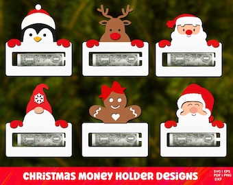 Christmas Money Holders SVG, Layered Paper Cash Holder Ornaments, Christmas Money Clip Svg, Money Sign Christmas Ornament, Money Gift Holder