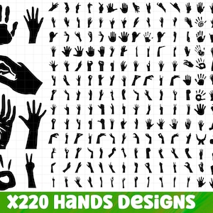 Hand SVG Bundle , Hand PNG , Hand Clipart, Hand SVG Files For Cricut, Hand Silhouette, Raised Hand Svg, Peace Sign Svg, Waving Hand Vector