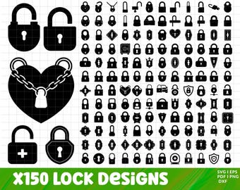 Lock SVG Bundle , Lock PNG Bundle, Lock Clipart, Lock SVG Cut Files For Cricut, Lock Silhouette, Padlock Svg,  Heart Lock Svg Design Png