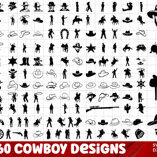 Western Svg, Cowboy Svg, Cowboy Hat Svg, Cowgirl Svg, Cowboy Silhouette Svg, Western Women Svg, Cowboy Boots Svg, Pistols Svg, Horseshoe SVG