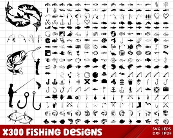 Fishing SVG Bundle, Fish SVG, Fisherman svg, Fish png, Fish Vector, Fish Clipart, Fish Silhouette, Fishing Lure Svg, Bass Svg, Trout Svg