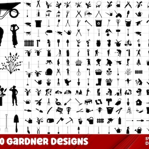 Outils de jardin SVG Bundle, Outils de jardinage SVG, Outils SVG, Silhouette de jardinage, Fichiers de coupe de jardinage, Jardinier Svg, Silhouette de printemps