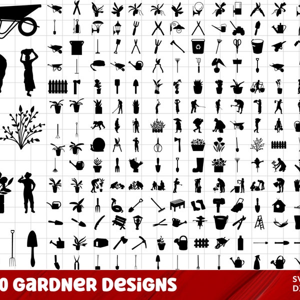 Garden Tools SVG Bundle , Gardening Tools SVG , Tools SVG , Gardening Silhouette , Gardening Cut Files , Gardener Svg , Spring Silhouette