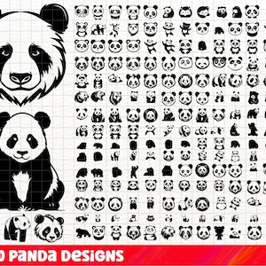 Panda SVG Bundle, Panda PNG Bundle, Panda Clipart, Panda SVG Schnittdateien für Cricut, süße Panda SVG, Panda Silhouette. Panda Gesicht Svg.