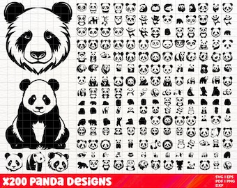 Panda SVG Bundle, Panda PNG Bundle, Panda Clipart, Panda SVG Schnittdateien für Cricut, süße Panda SVG, Panda Silhouette. Panda Gesicht Svg.