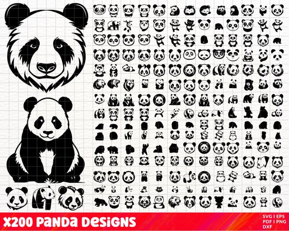 Panda SVG Bundle, Panda PNG Bundle, Panda Clipart, Panda SVG Cut Files for Cricut, Cute Panda Svg, Panda Silhouette. Panda Face Svg.