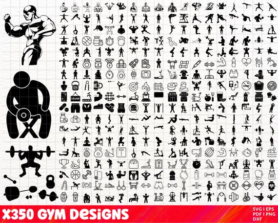 Gym SVG Bundle, Gym PNG Bundle, Gym Clipart, Gym SVG Cut Files Cricut, Barbell Svg, Workout Svg, Gym Silhouette, Fitness Svg, Crossfit Svg.