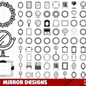 Mirror SVG Bundle, Mirror PNG Bundle, Mirror Clipart, Frame SVG Cut Files for Cricut, Frame Silhouette, Oval frame svg, circle frame.