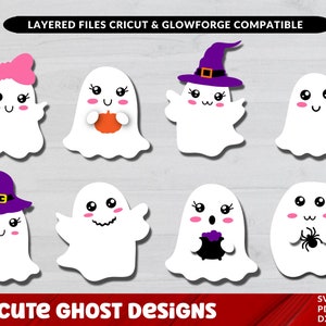 Cute Ghosts Bundle SVG, Halloween svg, Ghost Bundle svg, Halloween Laser Cut Files, Glowforge Halloween Bundle Svg, Halloween sign cut file