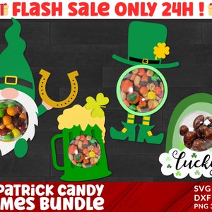 St. Patrick&#39;s Day Candy Dome Svg, Kids Candy Svg, Gnome candy dome Svg, Candy dome svg, Leprechaun Gift, Stocking Stuffer, Paper Ornament.