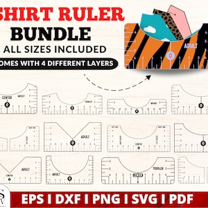 Pacote de régua de camiseta Svg, ferramenta de alinhamento de camiseta svg, régua de camiseta para impressão, modelo de ferramenta de centralização, régua de guia de posicionamento, régua de camiseta.