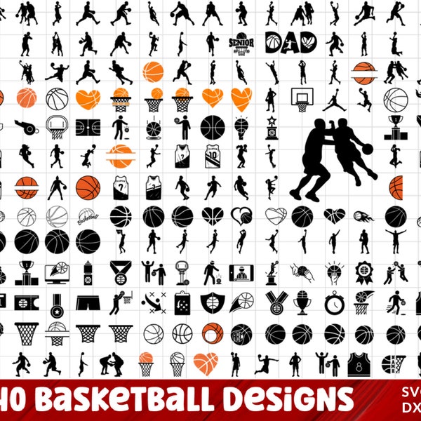 Basketball Silhouette, Basketball Clipart, Basketball Ball SVG, Basketball Player SVG, Basketball Goal SVG, Basketball Net Svg, Hoop Svg