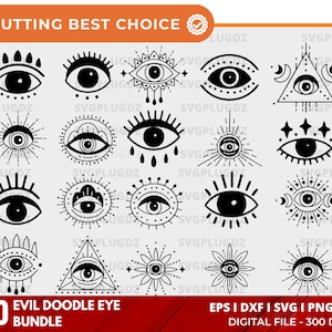 Evil Eye SVG bundle, Boho eyes SVG PNG, Humsa Svg Cut files, Third Eye Svg, Celestial Eye Svg, Witchy Devil Eye svg, png, pdf, For Cricut