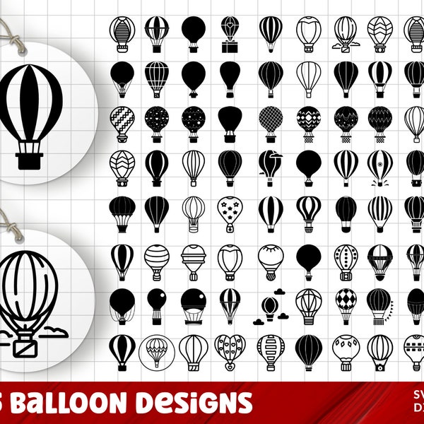 Hot Air Balloon SVG Bundle, Hot Air Balloon PNG Bundle, Hot Air Balloon Clipart, Hot Air Balloon SVG Cut Files for Cricut, Air Balloon Svg