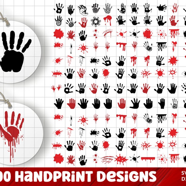 Handprint SVG Bundle, Handprint PNG Bundle, Handprint Clipart, Handprint SVG Cut Files for Cricut, Handprint Silhouette, Hand Print Svg