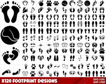 Footprints SVG Bundle, Foot Prints Png Bundle, Baby Feet SVG, Baby Footprint Svg, Feet svg, Baby Birthday Clipart, Cut Files for Cricut