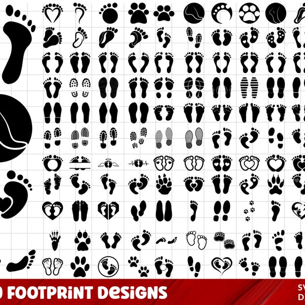 Footprints SVG Bundle, Foot Prints Png Bundle, Baby Feet SVG, Baby Footprint Svg, Feet svg, Baby Birthday Clipart, Cut Files for Cricut