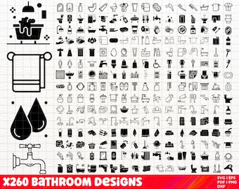 Pacchetto SVG per bagno, Pacchetto PNG per bagno, Clipart per bagno, File di taglio SVG per bagno per Cricut, Toilette Svg, Carta igienica Svg, Bagno Svg, Wc