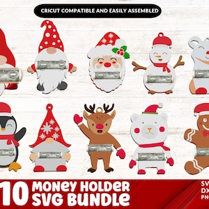 Christmas Money Holders SVG Bundle, Layered Paper Cash Holder Ornaments, Diy WeihnachtsbaumSchmuck, Weihnachtsgeschenk Svg, Geldgeschenk Svg