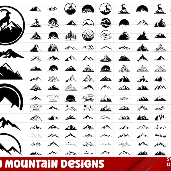 Mountain and forest SVG bundle, Mountain svg clipart, Mountain and forest silhouettes clipart, Hills svg, sun svg, moon svg, trees svg