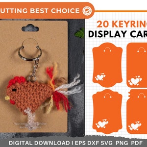 20 Keyring Display Card Svg Bundle, Keychain Display Card SVG, Key Fob Display Card, Keyring Card DXF, Bow Card Template, Keychain Packaging.