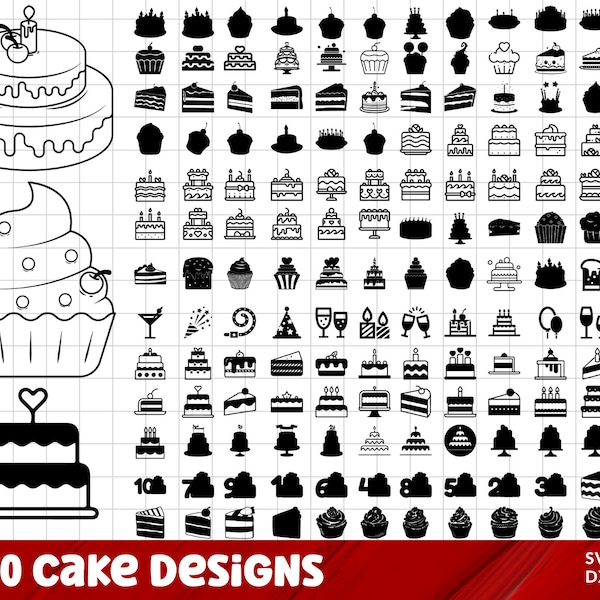 Cake SVG Bundle, Cupcake Svg, Birthday Cake Svg, Cake PNG Bundle, Cake Clipart, Cake SVG Cut Files for Cricut, Bakery Svg, Muffin Svg