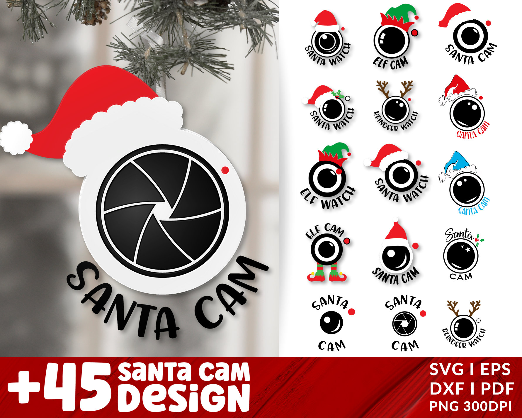 Santa Cam Svg Bundle, Santa Cam Svg, Elf Cam Svg, Reindeer Cam Svg ...