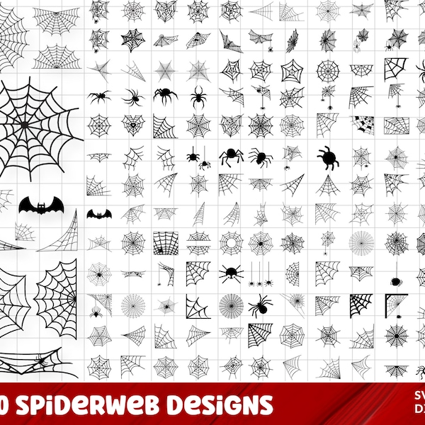 Spider Web SVG Bundle, Spider Web PNG Bundle, Spider Web Clipart, Halloween Svg Cut Files pour Cricut, Spider Web Silhouette, Cobweb Svg.