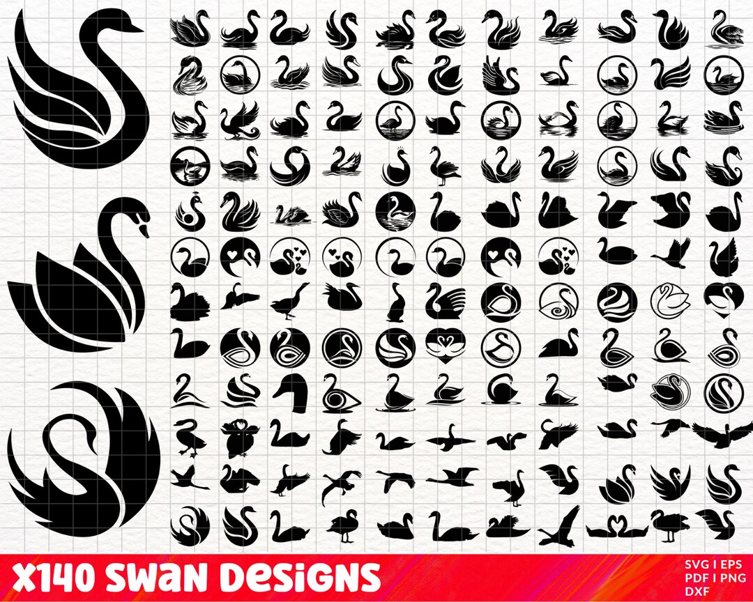 Swan SVG Bundle, Swan PNG Bundle, Swan Clipart, Swan SVG Cut Files for ...
