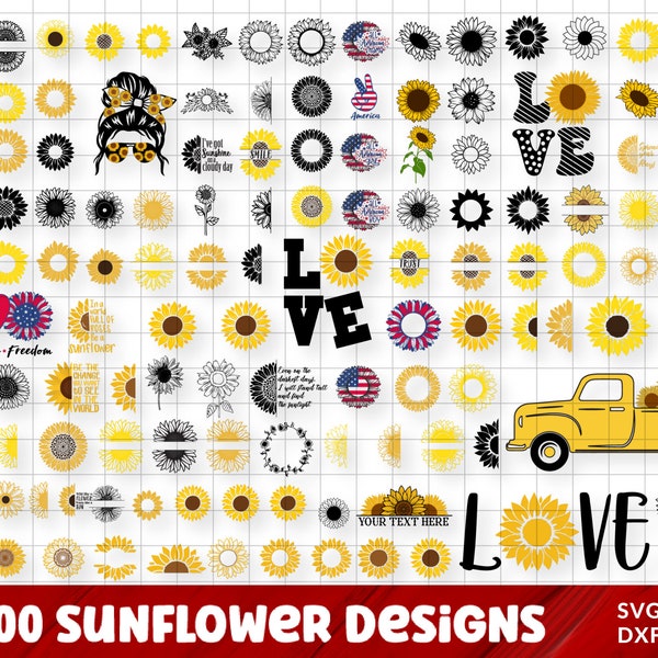 Sunflower SVG Bundle, Sunflower Monogram Svg, Sunflower png, Floral Mom SVG, Flower Svg, Summer Svg, Distressed Sunflower Svg, Cricut files