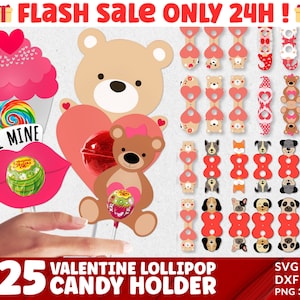 Valentine Lollipop Holder SVG, Valentines Day Lollipop Holder Cut File, Candy Holder Svg, Funny Valentine Candy Holder, Kids Crafts Cut File