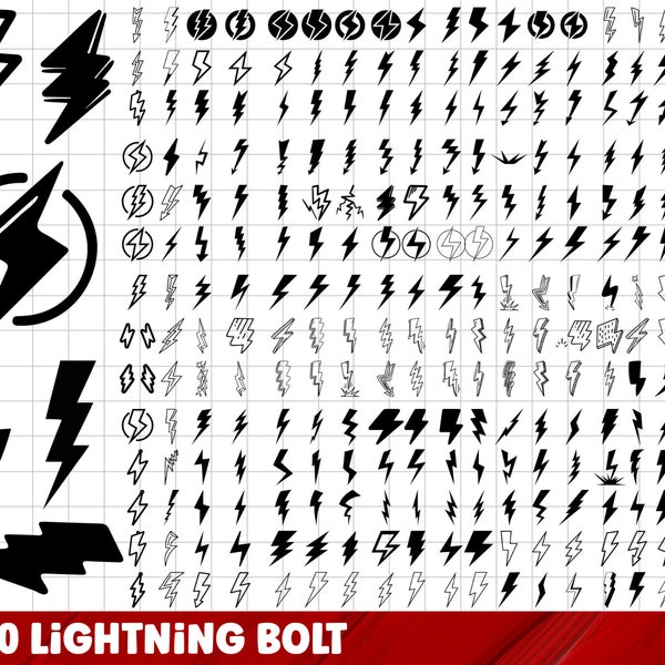 Lightning Bolt SVG Bundle, Thunder Svg, Lightning Bolt PNG Bundle, Flash Clipart, Lightning Bolt SVG Cut Files for Cricut , Flash Silhouette