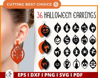 Halloween Tear Drop Earrings SVG, Halloween Earrings, Laser Earrings Files, Halloween Earring Templates Svg, Halloween Jewelry Svg Cut File