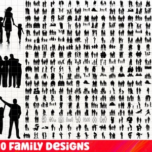 Family SVG Bundle, Family PNG Bundle, Family Clipart, Family SVG Cut Files for Cricut, Father & Children svg, Family Silhouette, Father svg